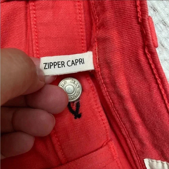 rag & bone Zipper Capri Jeans 30 Vermillion Coral Pink Cropped Skinny High Rise - Picture 14 of 14